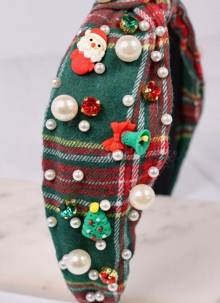 Christmas Plaid Charms Headband-Green-K. Ellis Boutique
