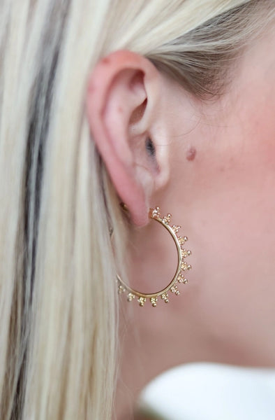 Earhart Sunburst Hoop Earring- Gold-K. Ellis Boutique