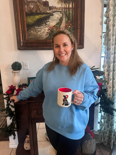 Oversized Fleece Sweatshirt- Cloud Blue-K. Ellis Boutique