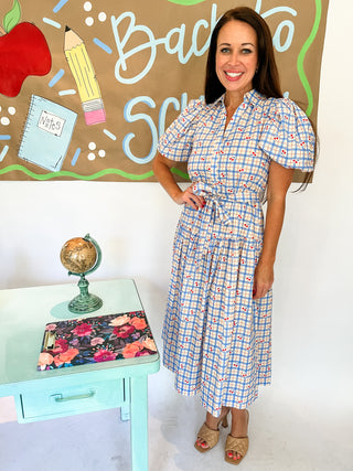 Checker with Cherry Print Midi Dress-K. Ellis Boutique