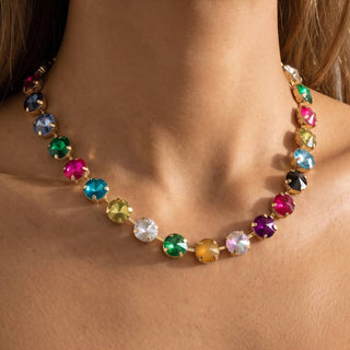 Chunky Jewel Tone Round Crystal Collar Necklace: MT-Necklace-K. Ellis Boutique