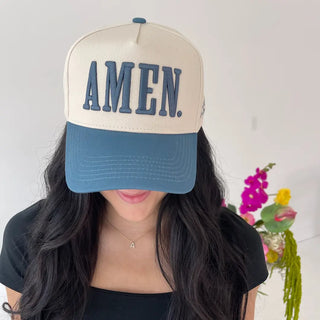Amen Trucker Hat- Slate Blue-Hats-K. Ellis Boutique