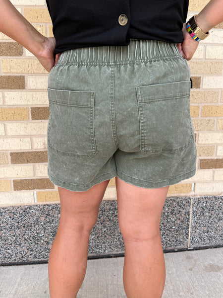 High Waisted Shorts - Army Green-K. Ellis Boutique