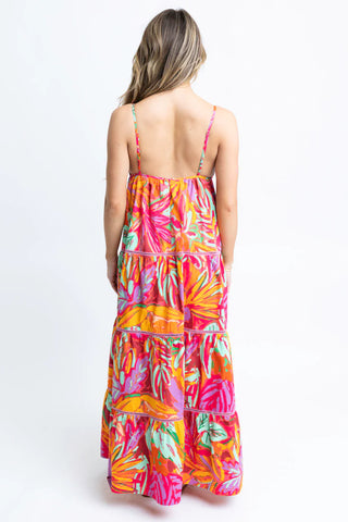 Karlie- Multi Tropical Halter Tier Maxi Dress-Midi/Maxi Dress-K. Ellis Boutique