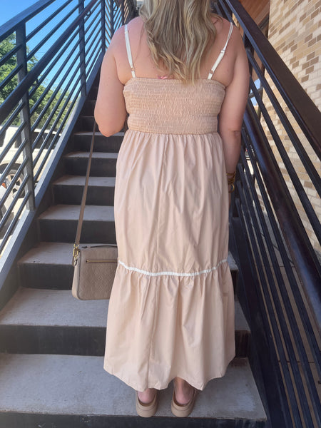 Solid Square Neck Midi Dress - Taupe-K. Ellis Boutique