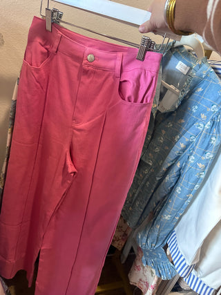 Pin-tuck Crop Pink Pants-K. Ellis Boutique