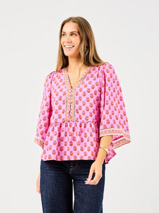 Monroe Top | Floral Foulard Pink-K. Ellis Boutique