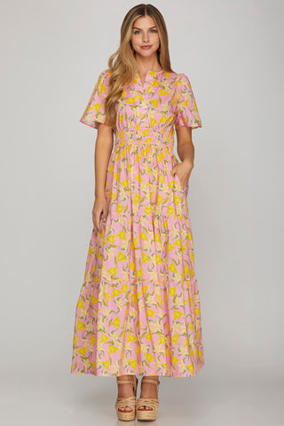 Summertime Feeling Tiered Maxi- Pink/Yellow-Midi-K. Ellis Boutique