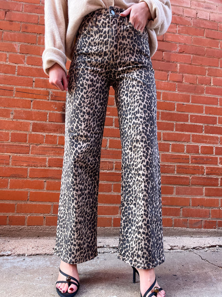 High Rise Vintage Straight- Leopard Jeans- Just Black Denim-K. Ellis Boutique