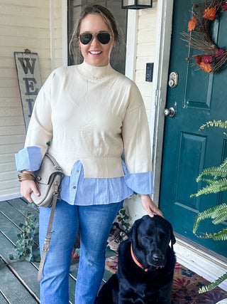 The East Coast Ecru Pinstripe Top-K. Ellis Boutique