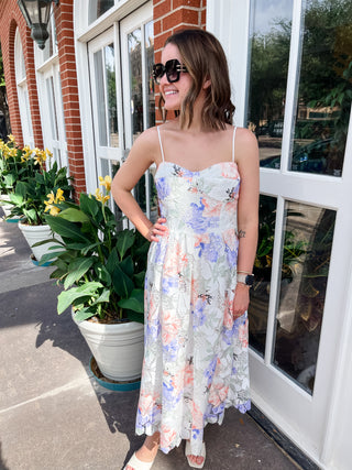 Edda Lace Midi Dress - Multi Floral-Midi-K. Ellis Boutique