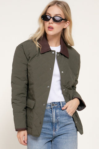 Jaxe Quilted Puffer- Olive-Jacket-K. Ellis Boutique