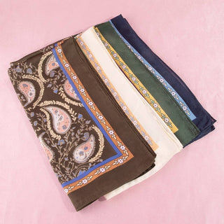 Paisley Floral Print Satin Square Scarf: WH-Other Accessories-K. Ellis Boutique