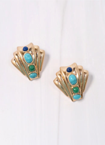 Honolulu Stone Shell Earring Turquoise-K. Ellis Boutique