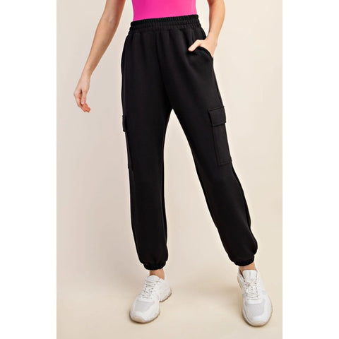 Modal Poly Cargo Jogger Pant - Black-K. Ellis Boutique