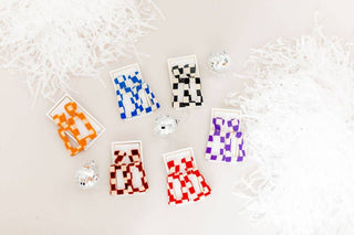 Kennedy Earrings- Purple Checkered-Earrings-K. Ellis Boutique