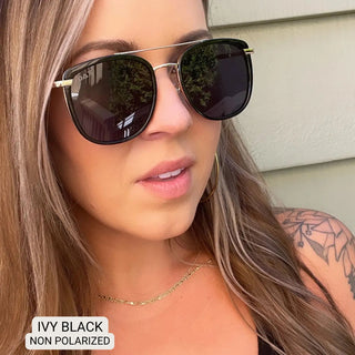 Ivy - Women's Oversized Square Sunglasses - Black-Other Accessories-K. Ellis Boutique