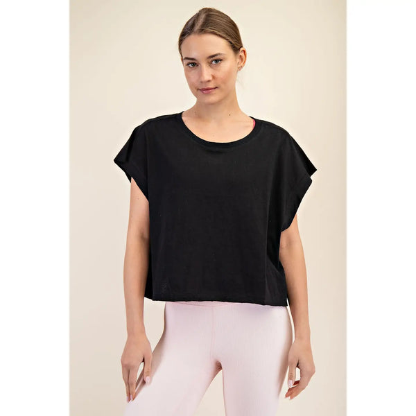 Cotton Slub Open Back Top- Black-K. Ellis Boutique