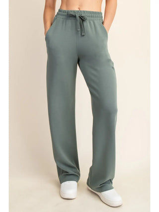 Modal Scuba Straight Pant- Sage Leaf-K. Ellis Boutique