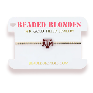 Texas A&M Logo Bracelet On Gold-Bracelet-K. Ellis Boutique