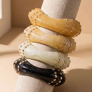 Wavy Marbled Stud Cluster Bangle Bracelet: SA-Bracelet-K. Ellis Boutique
