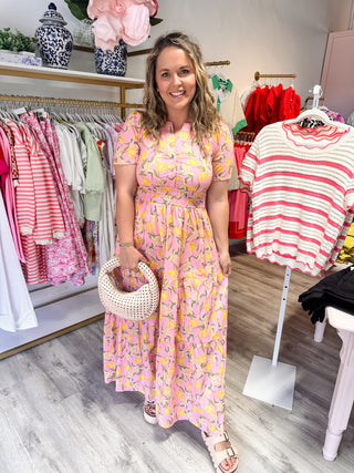 Summertime Feeling Tiered Maxi- Pink/Yellow-Midi-K. Ellis Boutique