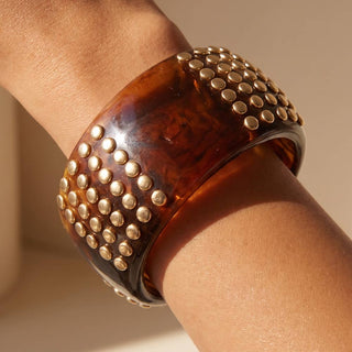 Chunky Marbled Wide Studded Bangle Bracelet: LBR-Bracelet-K. Ellis Boutique