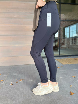 Essential Highwaist Panel Leggings- Black-Pant-K. Ellis Boutique