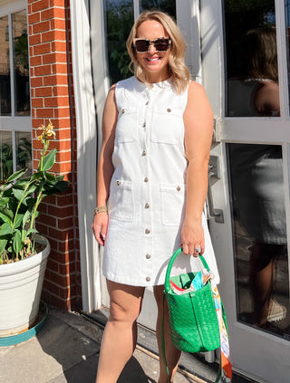 Solid Sleeveless Mini Dress- Off White-Mini Dress-K. Ellis Boutique