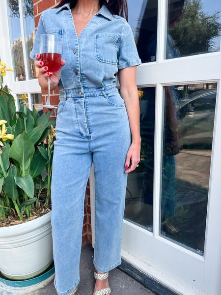 Denim Utility Jumpsuit- Karlie-K. Ellis Boutique