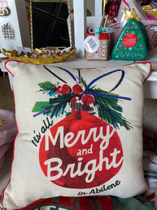 Merry and Bright in Abilene Pillow-K. Ellis Boutique