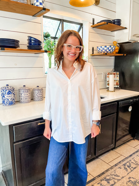 Reese Oversized Button Down- White-K. Ellis Boutique