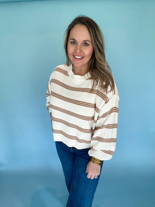 Lily Striped Sweater- Cream-Sweater-K. Ellis Boutique