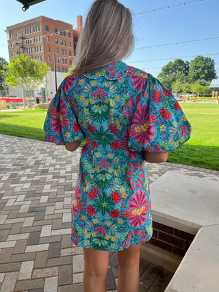 Tropical Button Shirt Dress- Karlie-Mini Dress-K. Ellis Boutique
