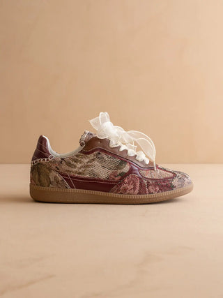 The Dalia | Mauve Tapestry Lace Up Sneaker-Shoe-K. Ellis Boutique