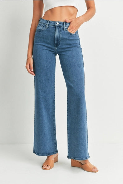 The Palazzo Jean- Medium Denim Just Black Denim-K. Ellis Boutique