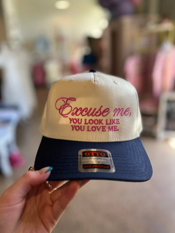 Excuse Me Cap- Pink/Tan/Navy-K. Ellis Boutique