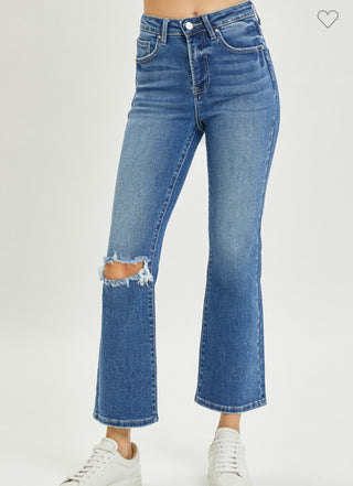 High Rise Distressed Ankle Flare Jeans- Risen-Other Denim-K. Ellis Boutique