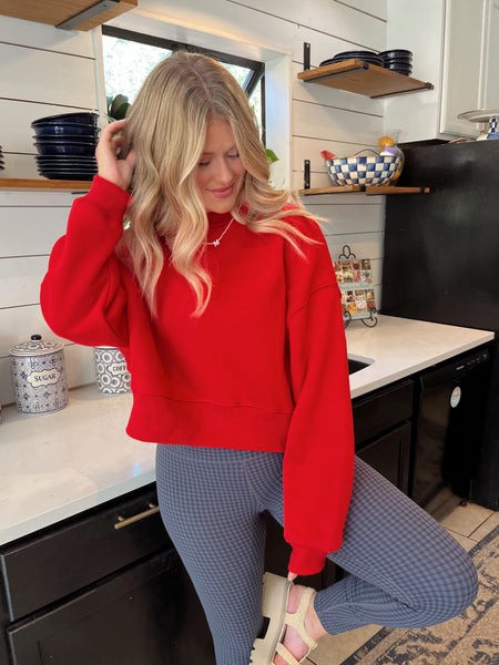 Dream Crop Sweatshirt- Red-K. Ellis Boutique