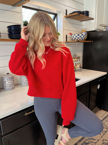 Dream Crop Sweatshirt- Red-K. Ellis Boutique