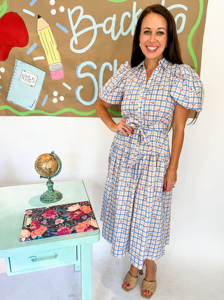 Checker with Cherry Print Midi Dress-K. Ellis Boutique