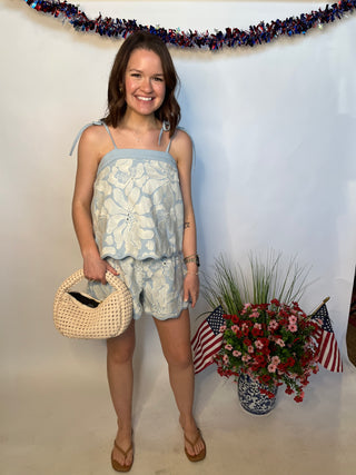 Summer Skies Scallop Hem Set- Light Blue-Set-K. Ellis Boutique
