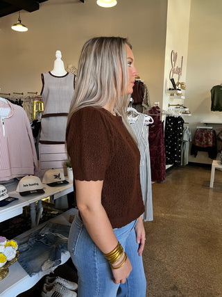 Cozy Charm Cardigan- Brown-Short Sleeve Top-K. Ellis Boutique