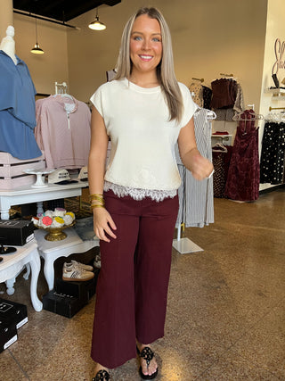 Burgundy Wide Leg Pants-Other Denim-K. Ellis Boutique