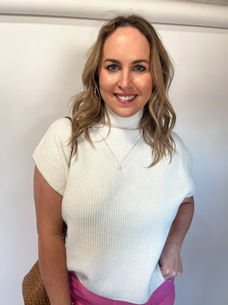 Danni Mock Neck Top- Cream-K. Ellis Boutique