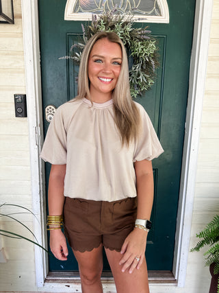 Almond Bubble Top-Short Sleeve Top-K. Ellis Boutique