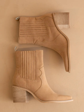 The Addison | Camel Perfectly Paneled Western Boot-Shoe-K. Ellis Boutique