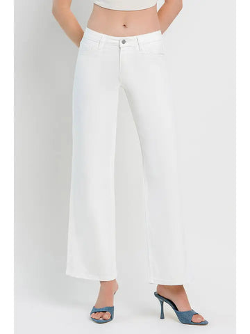 Vervet Mid Rise Wide Leg Jeans- Optic White-K. Ellis Boutique