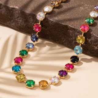 Chunky Jewel Tone Round Crystal Collar Necklace: MT-Necklace-K. Ellis Boutique