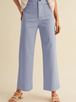 High Waist Cropped Wide Leg Pants- Cornflower Blue-K. Ellis Boutique